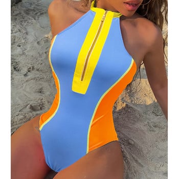 Ashgaily 2022 Zipper One Piece Μαγιό Γυναικεία y2k Μαγιό συνονθύλευμα στάμπα Μαγιό Παραλία Ρούχα Monokini Γυναικεία