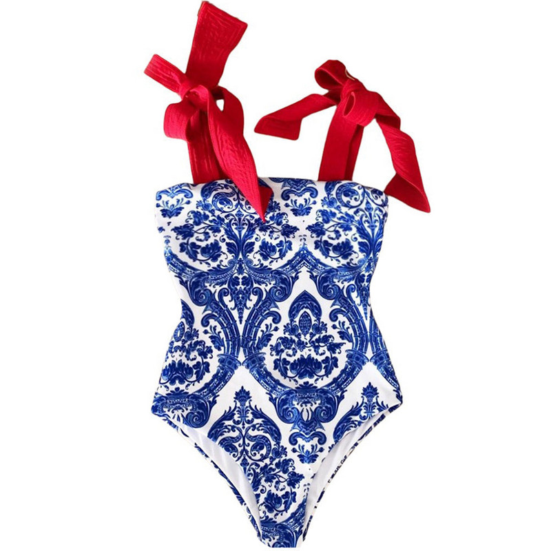 Fürdőruha női nyomtatott egyrészes fürdőruha Push Up ünnepi fürdőruha nyári strandruha háromszög bikini szett úszóbiquini