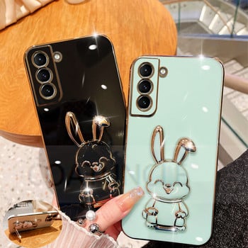 Θήκη στήριξης τηλεφώνου Cute Rabbit Holder για Samsung S22 Ultra S20 S21 S20 FE Note 20 10 8 9 S23 Ultra S8 S9 S10 Plus Επιμετάλλωτο κάλυμμα