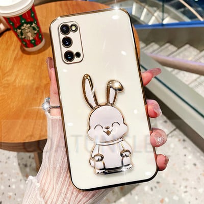 Θήκη στήριξης τηλεφώνου Cute Rabbit Holder για Samsung S22 Ultra S20 S21 S20 FE Note 20 10 8 9 S23 Ultra S8 S9 S10 Plus Επιμετάλλωτο κάλυμμα