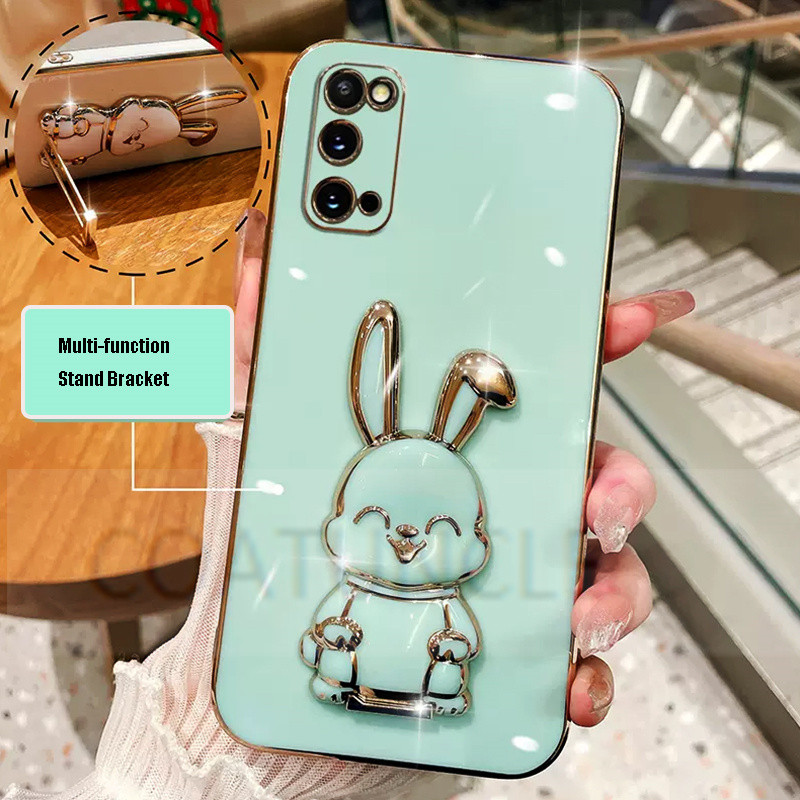 Θήκη στήριξης τηλεφώνου Cute Rabbit Holder για Samsung S22 Ultra S20 S21 S20 FE Note 20 10 8 9 S23 Ultra S8 S9 S10 Plus Επιμετάλλωτο κάλυμμα