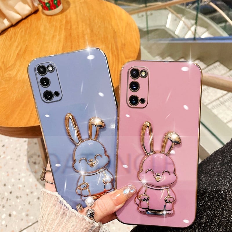 Θήκη στήριξης τηλεφώνου Cute Rabbit Holder για Samsung S22 Ultra S20 S21 S20 FE Note 20 10 8 9 S23 Ultra S8 S9 S10 Plus Επιμετάλλωτο κάλυμμα