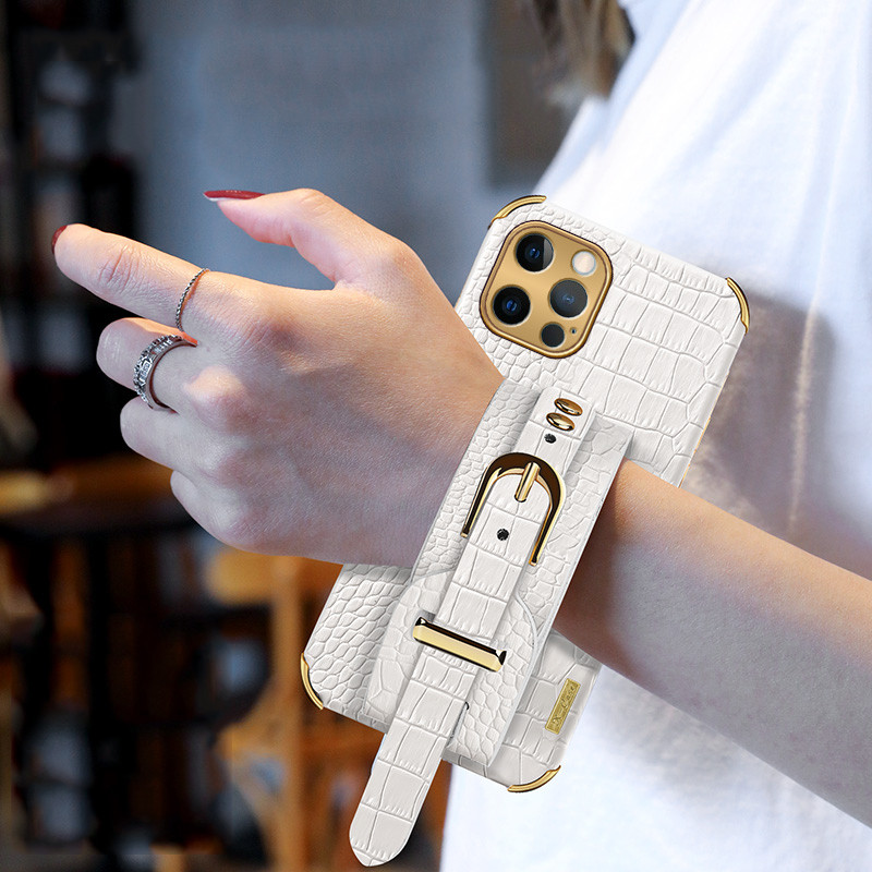 Θήκες με λουράκια καρπού Boucho Για iphone 13 12 Mini 11 Pro Max X Xs max XR 7 6 8 plus Νέο κάλυμμα θήκης τηλεφώνου crocodile Soft Silicone