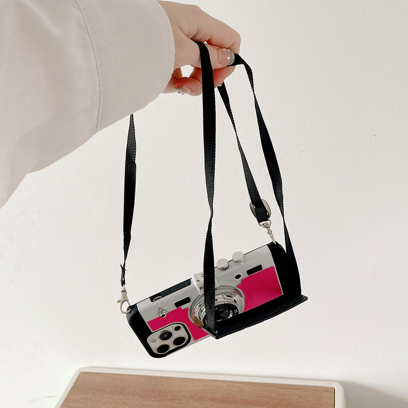 Θήκη τηλεφώνου 3D Camera Fashion Protection Για iphone14 Pro Plus 13 Pro Max 12 11 Pro Max XS XR SE 7 8 6 6s Plus Κάλυμμα με κορδόνι