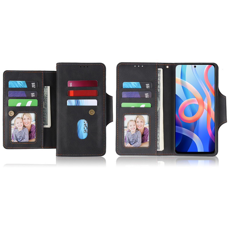 Husa portofel rezistenta la socuri cu 9 sloturi pentru carduri pentru Xiaomi 11T 12 Pro POCO X3 NFC M4 X4 Redmi Note 10 4G Note11 Pro 5G K40 Husa suport