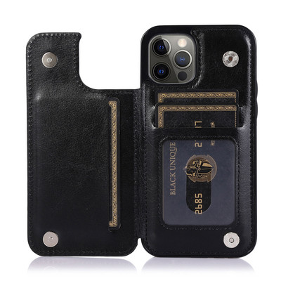 Luxus prémium bőr borítás iPhone 12 Pro 13 mini 11 Pro XS Max XR X 5 6 7 8 Plus SE Wallet Card Slots Ütésálló Flip tokhoz