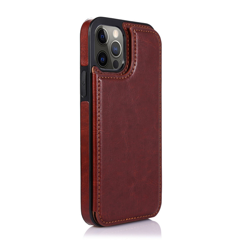 Luxus prémium bőr borítás iPhone 12 Pro 13 mini 11 Pro XS Max XR X 5 6 7 8 Plus SE Wallet Card Slots Ütésálló Flip tokhoz
