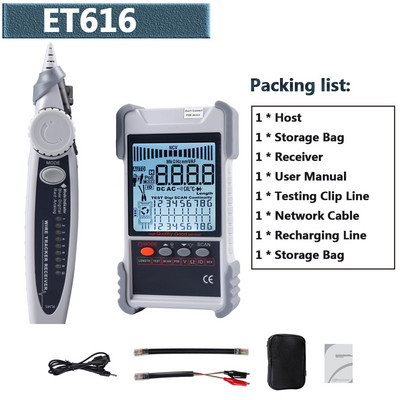 ET616 ET618 2 u 1 tester mrežnog kabela, multimetar s LCD zaslonom, analogno digitalno pretraživanje, POE uparivanje, Wiremap, tester osjetljivosti