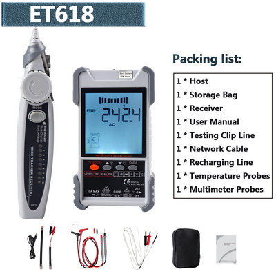 ET616 ET618 2 u 1 tester mrežnog kabela, multimetar s LCD zaslonom, analogno digitalno pretraživanje, POE uparivanje, Wiremap, tester osjetljivosti