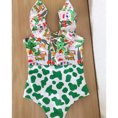 Ashgaily 2023 Deep V-os női fürdőruha, kivágott egyrészes fürdőruha Virággal nyomott monokini fürdőruha Body Strand viselet