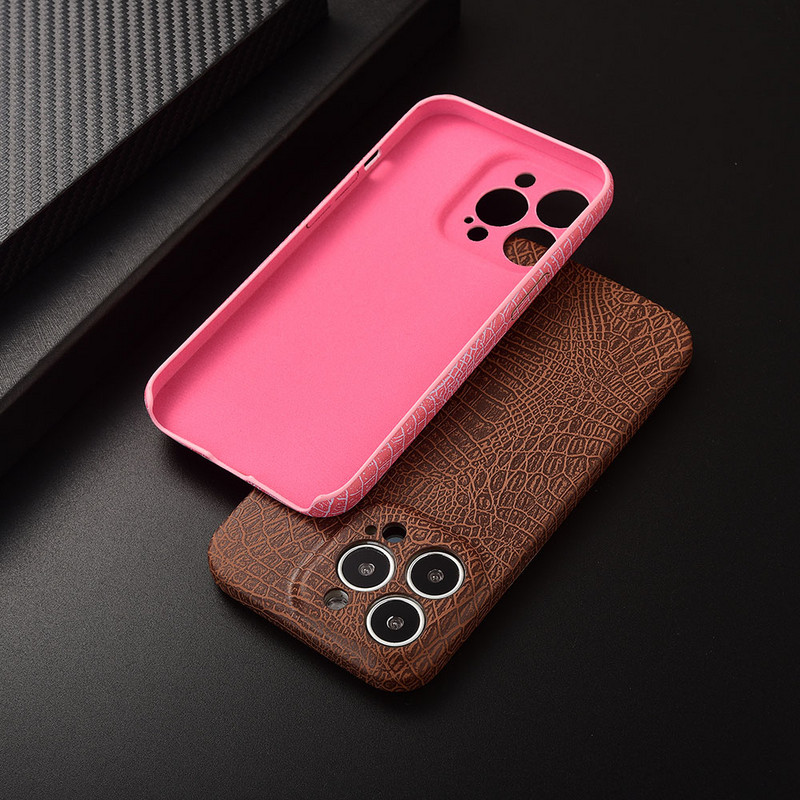 Retro Business Crocodile θήκη τηλεφώνου για iPhone 14 Plus 13 12 Pro Max 14Pro Προστασία κάμερας Δερμάτινο κάλυμμα