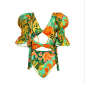 Costum de baie cu volane 2023 Costum de baie dintr-o bucată Push Up Costum de baie cu umăr dezactivat Costum de baie Monokini Costume de plajă Costum de baie de vară