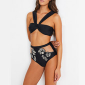 Σέξι βολάν Σετ μπικίνι με κορδόνια 2022 Νέα δύο τεμάχια μαγιό Ψηλόμεση Γιορτινά μαγιό Hollow Out Μαγιό Καλοκαιρινό κολύμπι