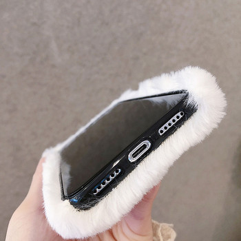 Зимен топъл плюшен калъф за iPhone 13 12 11 Pro Max XS Max XR X Сладко пухкаво кожено покритие за iPhone 6 6S 7 8 Plus Калъф