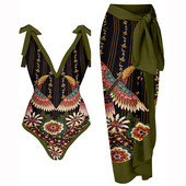 Szexi nyomott bikini divatos egyrészes fürdőruha Cover Up Designer fürdőruhával Deep-v Beachwear Nyári Beach Wear fürdőruha