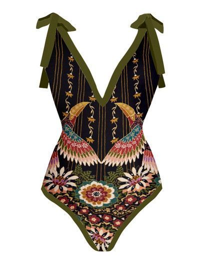 Szexi nyomott bikini divatos egyrészes fürdőruha Cover Up Designer fürdőruhával Deep-v Beachwear Nyári Beach Wear fürdőruha