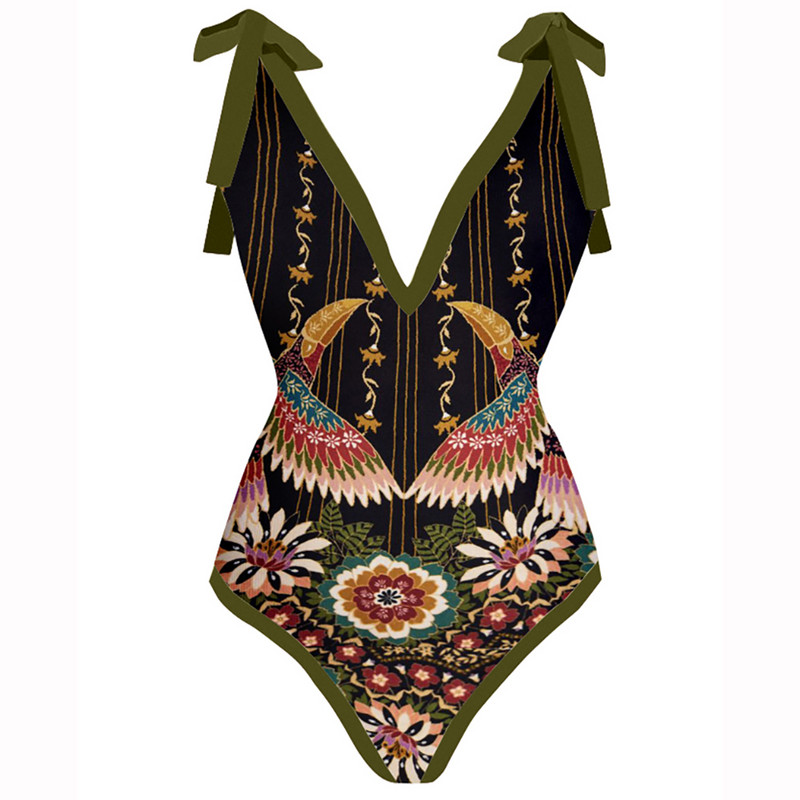 Szexi nyomott bikini divatos egyrészes fürdőruha Cover Up Designer fürdőruhával Deep-v Beachwear Nyári Beach Wear fürdőruha