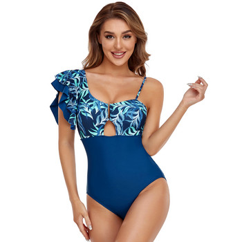 Ashgaily 2023 Ruffle V Neck One Piece Γυναικεία y2k Μαγιό Συνονθύλευμα τύπωμα Μαγιό Παραλία Ρούχα Monokini Γυναικεία