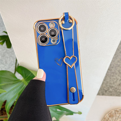 Калъф за телефон с лента за китка Love Heart за iPhone 14 11 12 13 Pro Max Mini 7 8 Plus XS XR X SE Твърдо устойчиво на удари покритие Fundas