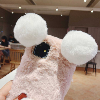 Сладък анимационен калъф за телефон Panda за iPhone 13 12 11 Pro XR XS Max X 6 6s 7 8 Plus SE Луксозни пухкави космати силиконови капаци Подарък за момиче