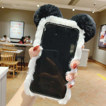 Χαριτωμένη θήκη τηλεφώνου Panda Cartoon για iPhone 13 12 11 Pro XR XS Max X 6 6s 7 8 Plus SE Πολυτελή αφράτα γούνινα καλύμματα σιλικόνης Δώρο για κορίτσι