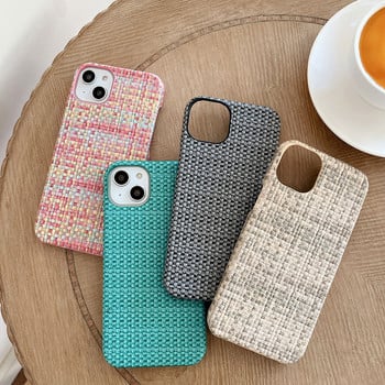 Fashion Woven Fabric θήκη τηλεφώνου για iphone 14 Pro MAX 14 Plus 13 12 11 Pro MAX Σκληρό πλαστικό μαύρο κάλυμμα