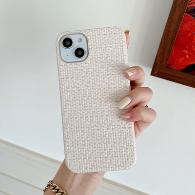 Моден калъф за телефон от тъкана материя за iphone 14 Pro MAX 14 Plus 13 12 11 Pro MAX Твърд пластмасов черен капак