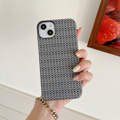 Моден калъф за телефон от тъкана материя за iphone 14 Pro MAX 14 Plus 13 12 11 Pro MAX Твърд пластмасов черен капак