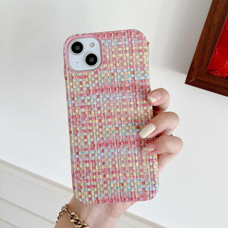 Моден калъф за телефон от тъкана материя за iphone 14 Pro MAX 14 Plus 13 12 11 Pro MAX Твърд пластмасов черен капак