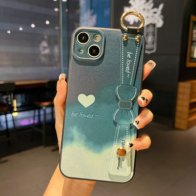 Θήκη με λουράκι καρπού φιόγκου για iPhone 13Pro 12 11 Pro Max Xs Max XR 7 8 Plus SE Πολύχρωμο κάλυμμα θήκης τηλεφώνου Love Silicone Protection