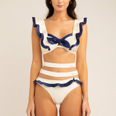 Modni komplet bikinija s naborima, dvodijelni kupaći kostim Push Up, odvojeni kupaći kostimi visokog struka, Ljetna odjeća za plažu, velika veličina