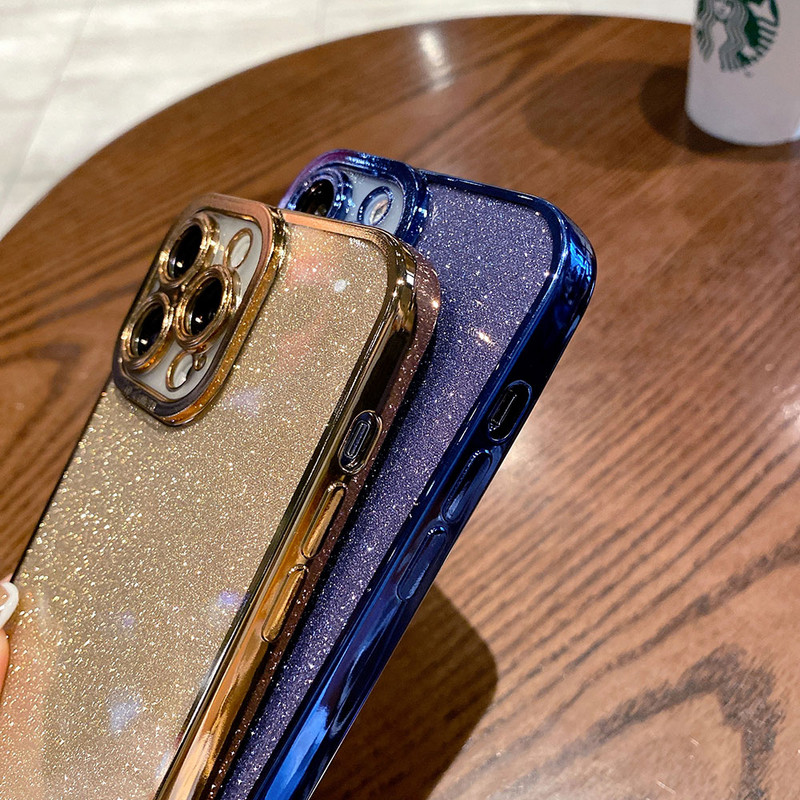 Boucho πολυτελής επιμετάλλωση θήκη τηλεφώνου για iPhone 13 Pro Max 12 11 Pro Max XS Max XR 7 8 Plus SE 2022 Μαλακό λεπτό κάλυμμα TPU glitter
