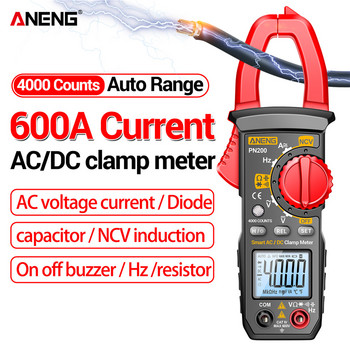 Πολύμετρο DC/AC 600A Digital Clamp Meter 4000 Counts Οθόνη LCD με οπίσθιο φωτισμό Professional NCV Ohm Test Car Hz Capacitance