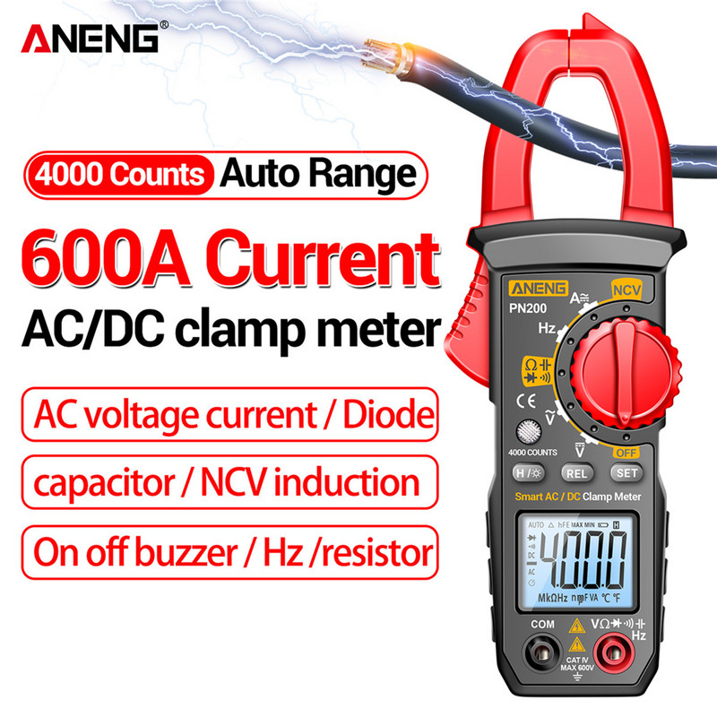 Πολύμετρο DC/AC 600A Digital Clamp Meter 4000 Counts Οθόνη LCD με οπίσθιο φωτισμό Professional NCV Ohm Test Car Hz Capacitance