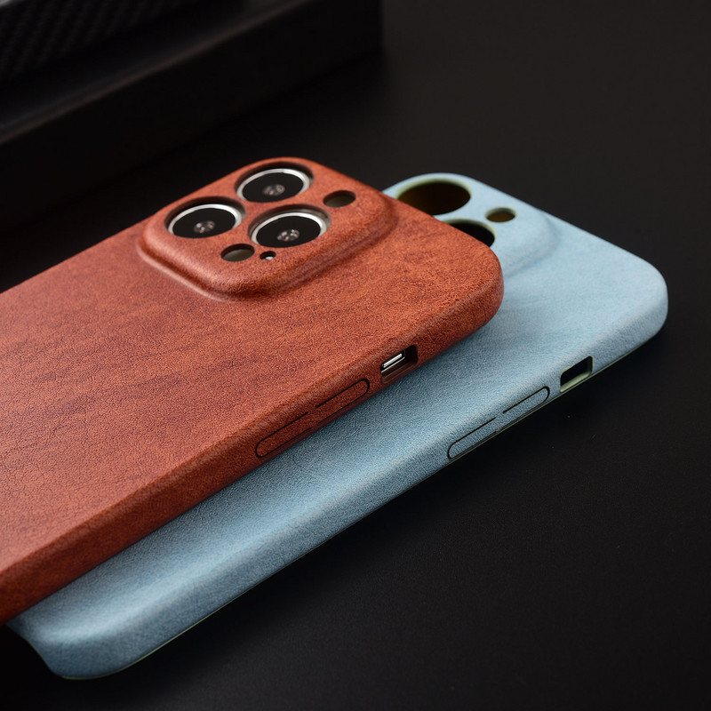 Θήκη τηλεφώνου Luxury Frosted Skin Texture για iPhone 11 13 12 Pro Max 14Pro Max 14 Plus Πλήρες σώμα Δερμάτινο κάλυμμα προστασίας κάμερας