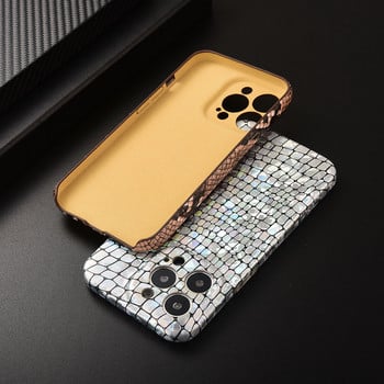 За iphone 14 Pro Max Луксозен Python Pattern PU кожен калъф за телефон за iPhone 13 12 Pro Max Защита на камерата Удароустойчив капак