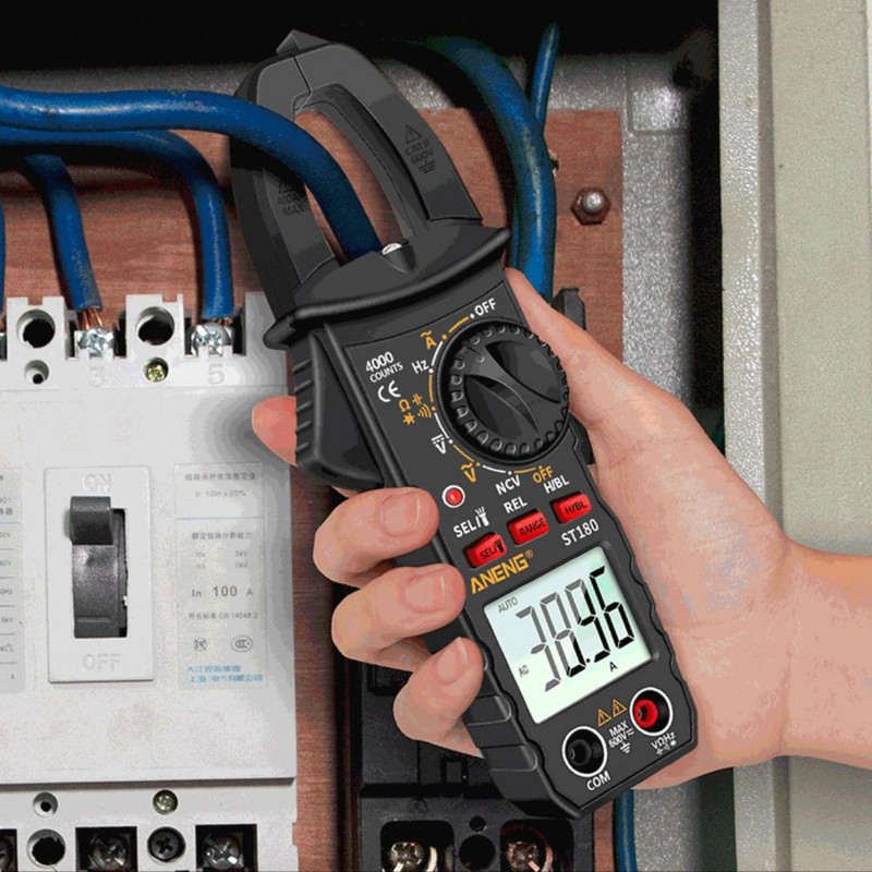 ST180 digitális bilincsmérő automatikus tartomány AC/DC feszültségű zseblámpa, nagy pontosságú elektromos tesztelő multiméter háztartási használatra
