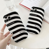 Ασπρόμαυρες ρίγες Θήκη για iphone 13 12 11 Pro Max XS MAX XR X 12Pro 13Pro Κάλυμμα μόδας Θήκη τηλεφώνου IMD