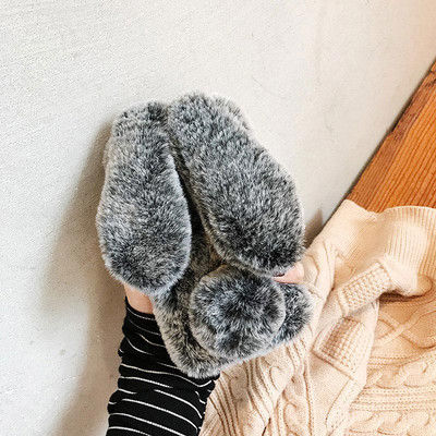 Λούτρινη θήκη τηλεφώνου Cute Rabbit Hair Dog Dog για iPhone 14 13 12 11 Pro XS Max XS XR 8 7 Plus SE Rabbit Ears Fur Fluffy soft cover