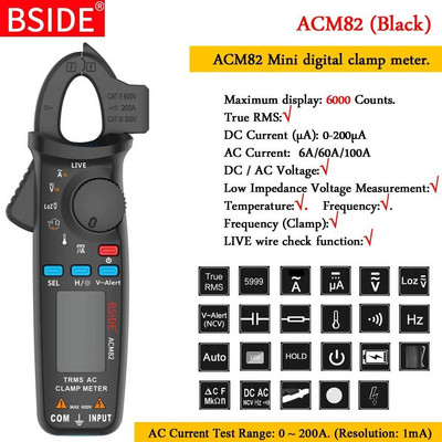Mini digitális bilincsmérők ACM sorozat True RMS DC AC Áram Feszültség Ohm Hőmérséklet Kapacitás Hz NCV Tesztelő Ampermérő Multiméter