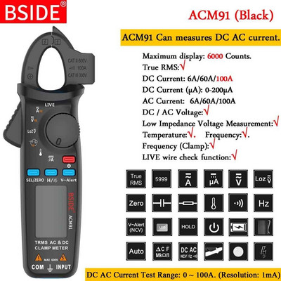 Mini digitális bilincsmérők ACM sorozat True RMS DC AC Áram Feszültség Ohm Hőmérséklet Kapacitás Hz NCV Tesztelő Ampermérő Multiméter