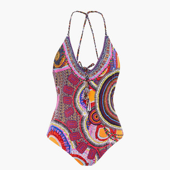 Fashion Print Halter Tie Ολόσωμο μαγιό με φούστα σχεδιαστή μαγιό Φόρεμα για διακοπές στην παραλία Καλοκαιρινό σερφ