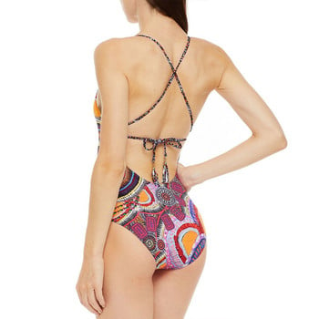 Fashion Print Halter Tie Ολόσωμο μαγιό με φούστα σχεδιαστή μαγιό Φόρεμα για διακοπές στην παραλία Καλοκαιρινό σερφ