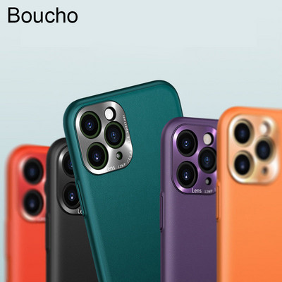 Boucho Για iPhone SE 11pro XS Max XR X 11 Pro Max σκληρές πλαστικές δερμάτινες θήκες τηλεφώνου PU για iPhone 8 7 6 6S plus 8plus