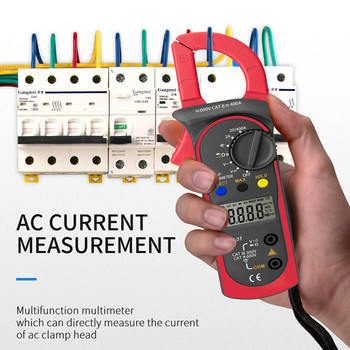 Мултиметър с цифрови клещи 4000 броя Измервател на DC/AC ток Амперметър Волтметър Голям екран Тестер за съпротивление Капацитивност Ом