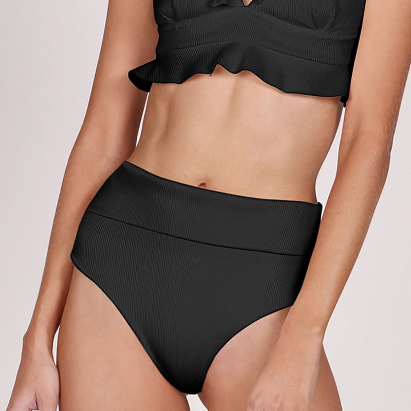 Seksi jednobojni bikini set, modni dvodijelni kupaći kostim dubokih V s naborima, kupaći kostim na vezanje, ženski kupaći kostim visokog struka, ljetna odjeća za plažu