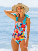 Cvjetni jednodijelni ljetni kupaći kostim za plažu, jednodijelni Push Up praznični kupaći kostim, kupaći kostim za djevojčice, ženski fitness, žuti