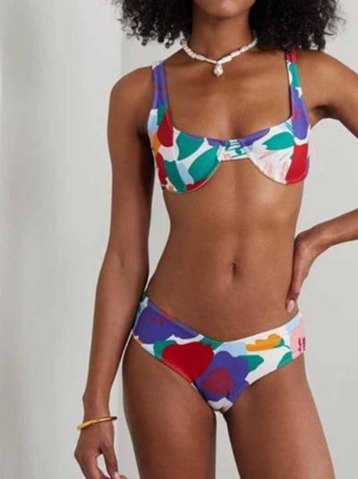 Modni kupaći kostimi s cvjetnim printom za 2022., dvodijelni kupaći kostim i prekrivajući ženski kupaći kostim, ljetna odjeća za plažu, mikro bikini za kupanje