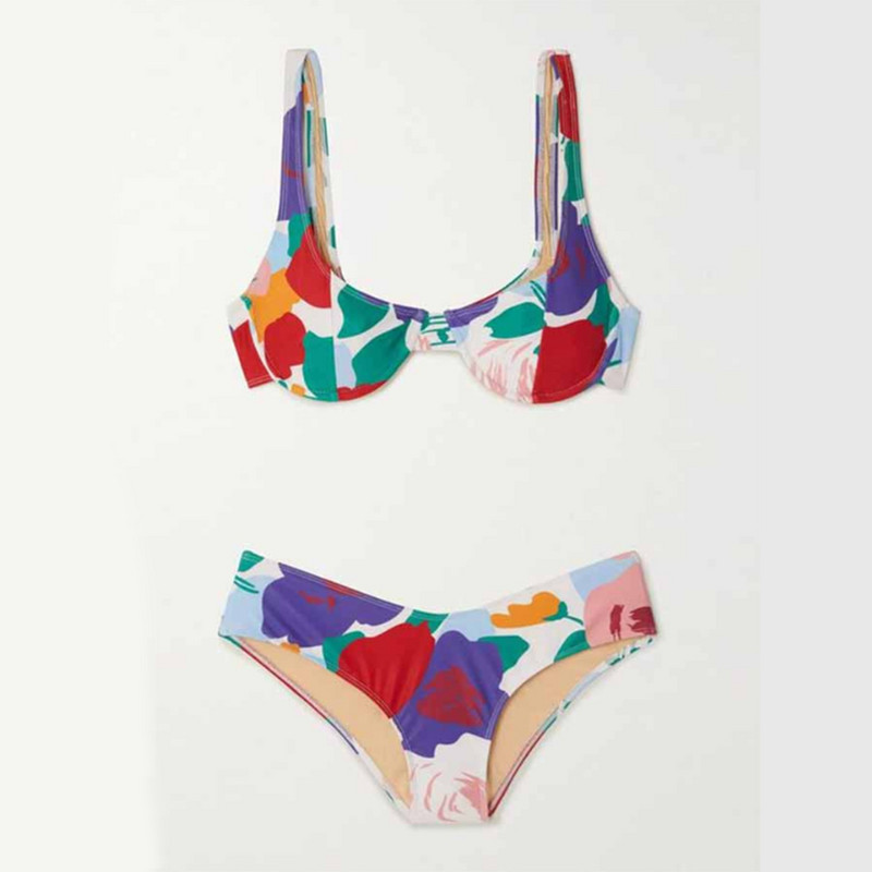 Modni kupaći kostimi s cvjetnim printom za 2022., dvodijelni kupaći kostim i prekrivajući ženski kupaći kostim, ljetna odjeća za plažu, mikro bikini za kupanje