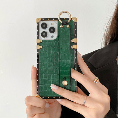 Калъф за телефон с квадратна форма на крокодилска шарка за Iphone 13 12 11 Pro MAX XS MAX XR X 7 8 6 6s Plus PU кожен капак